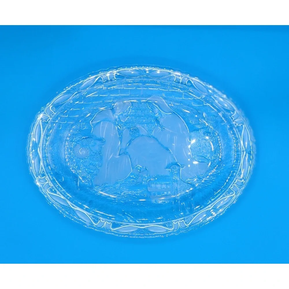 Vntg Mikasa Holy Family Christmas Oval‎ Nativity Glass Tray 9